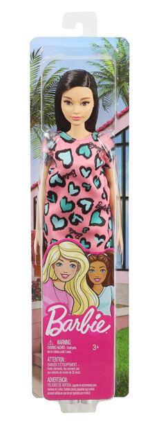 Robe de poupée Barbie brune, imprimée de coeurs de saumon, jouet poupées et accessoires