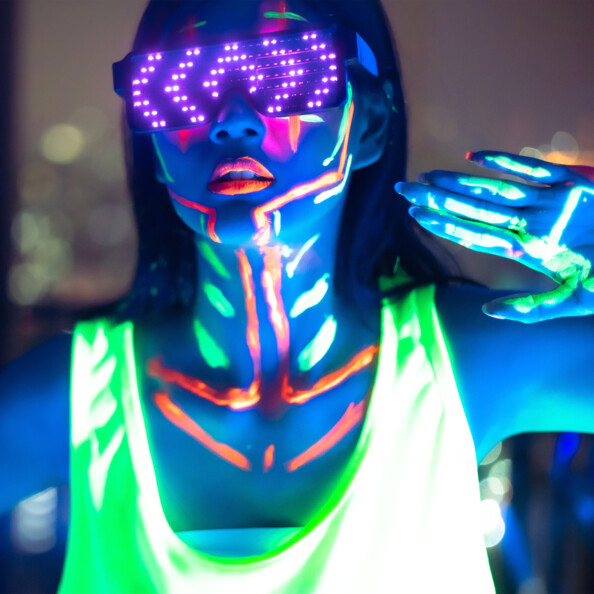 Mise en situation du projecteur LED Boomtone DJ UV composée de 2 rangées de6 LED