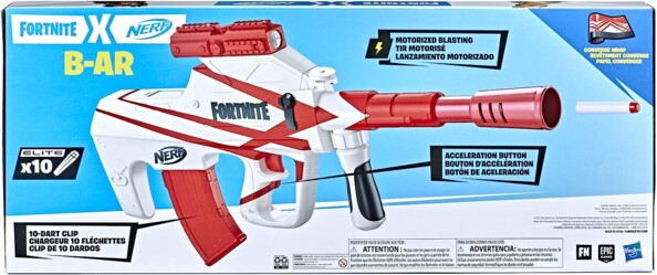 Packaging avec fonctionnalités du Nerf Fortnite B-AR