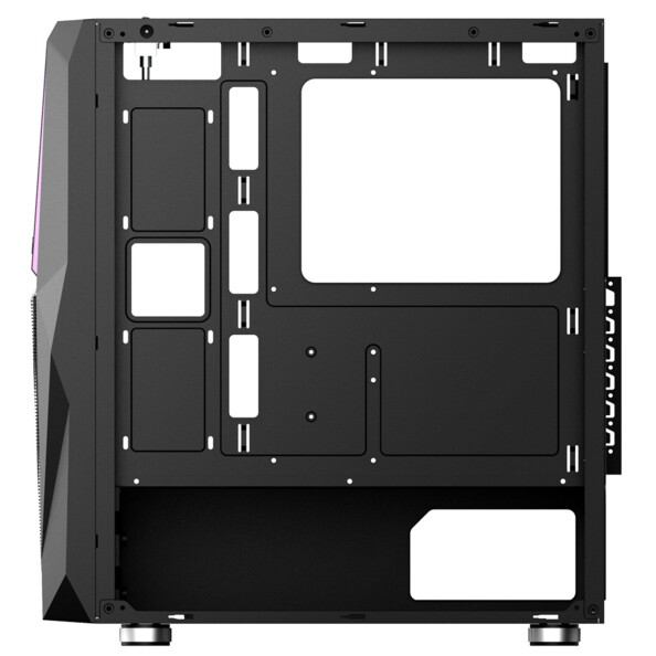 Aperçu du côté gauche sans cache du boîtier pour PC gaming avec 7 emplacements d'extension disponibles