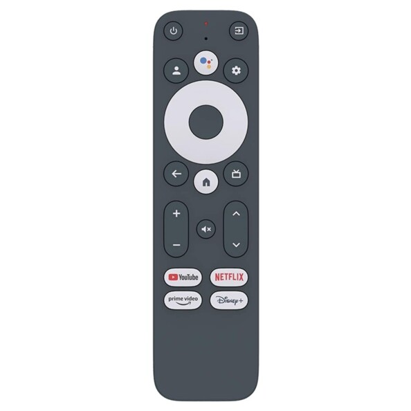 Télécommande bluetooth connectée avec commande vocale et touches d'accès direct aux plateformes de streaming YouTube, Netflix, Disney+ et Amazon Prime Video