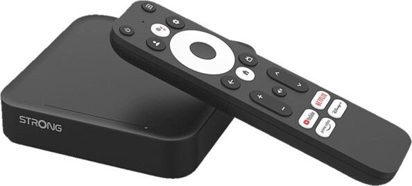 Box Google TV LEAP-S3 Strong avec télécommande à fonction bluetooth et commande vocale