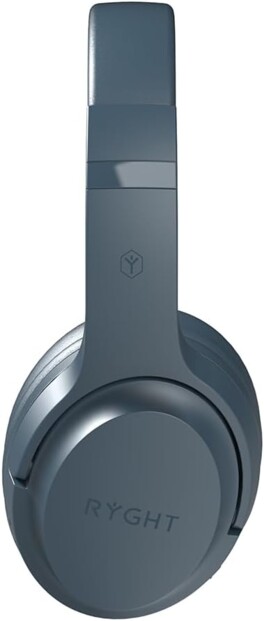 Côté gauche du casque stéréo avec arceau de tête réglable et oreillette rembourrée Ø 40 mm pliable marquée du logo Ryght