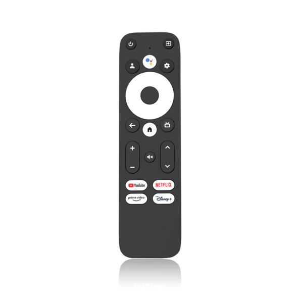 Télécommande avec micro intégré et boutons de commande noirs et blancs pour contrôle à distance de la clé HDMI