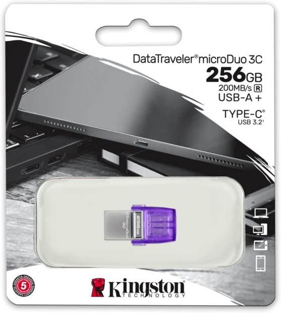 Clé de stockage USB DataTraveler microDuo 3C Kingston dans son emballage