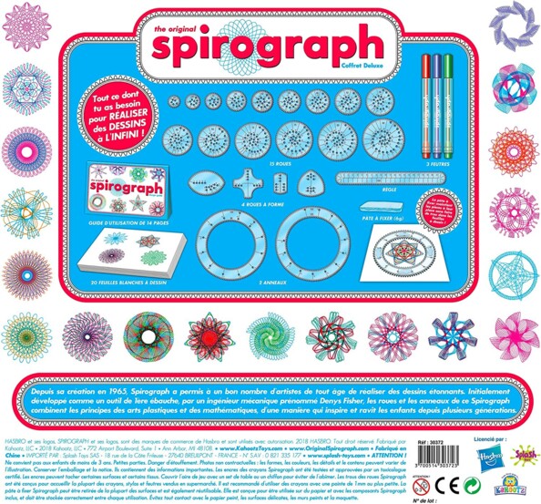 Accessoires inclus dans le jeu de dessin Spirograph édition deluxe
