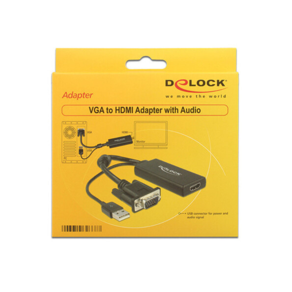 Adaptateur Delock VGA vers HDMI avec audio noir