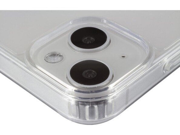 Gros plan sur les rebords surélevés protégeant les deux appareils photos de l'iPhone 13 Mini