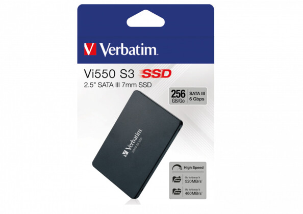 SSD Vi550 S3 2,5" SATA III 7 mm 256 Go dans son emballage cartonné