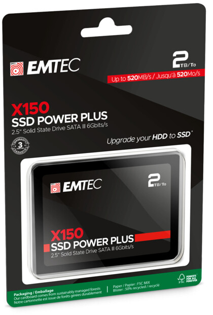 Disque dur interne SSD 2 To SATA X150 Power Plus 3D NAND dans son emballage