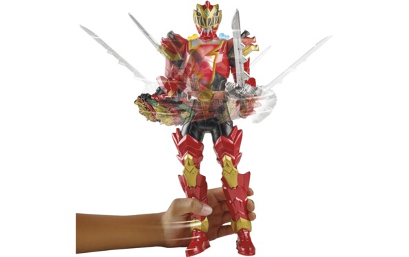 Pression sur les pieds du Power ranger rouge qui active une attaque