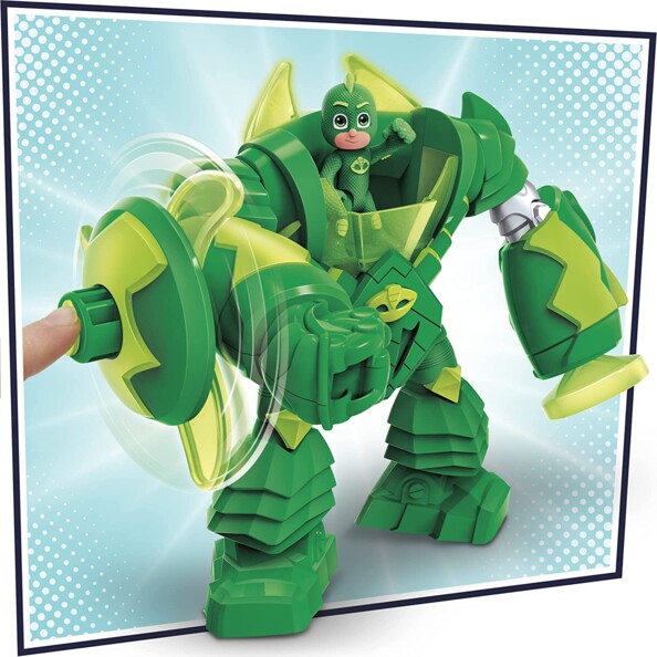 pression sur le bras de robo-gluglu pour activer le bouclier rotatif