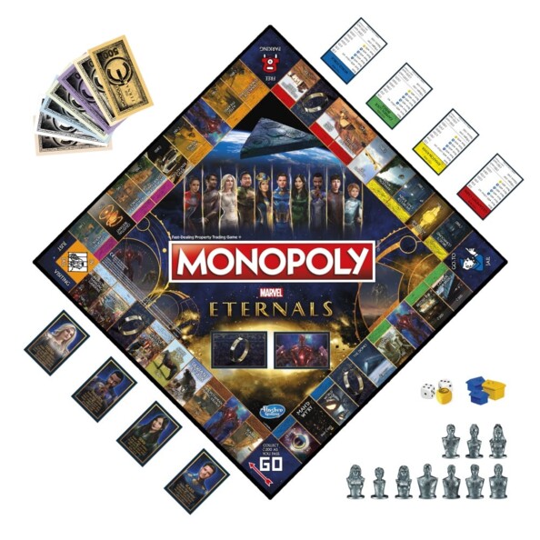 Plateau monopoly Marvel avec 3 dés et figurines de collection