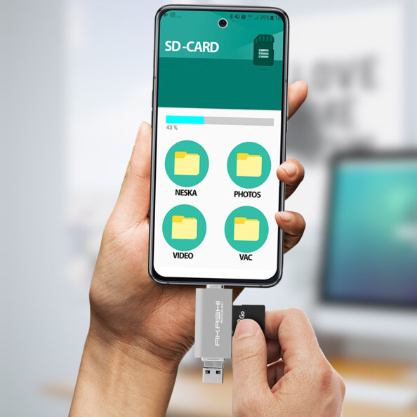 Mise en situation du lecteur de carte SD - Micro SD de la marque Akashi