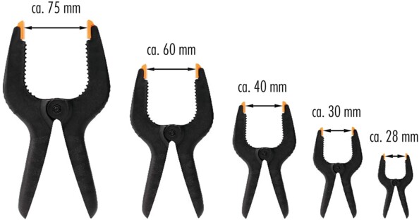 Lot de pinces de serrages de différentes tailles pour être adaptées à différent type de matériau