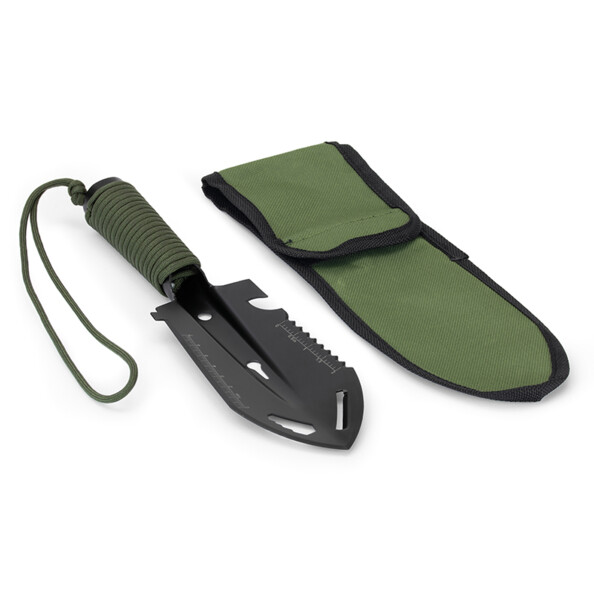 Pelle à main multifonction avec dragonne en corde et étui de rangement en polyester coloris noir et vert