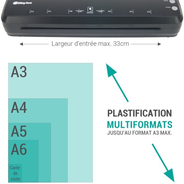 Plastifieuse pro. Vitesse 30cm/minute. Plastification d'un document A3 en moins d'1 minute