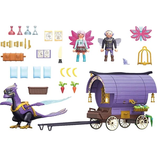 105 pièces du Playmobil 71031 chariot avec fée et phénix