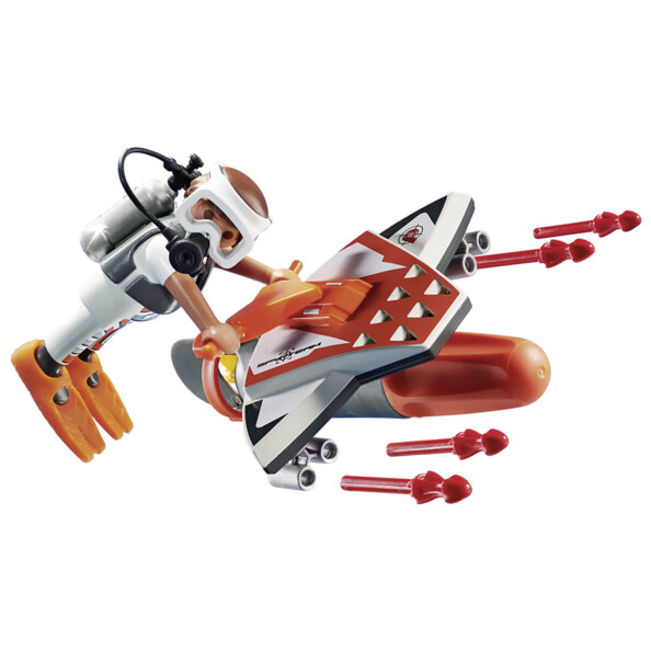 Figurine espion playmobil avec propulseur lance-missiles