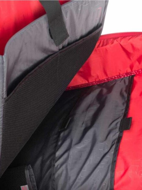 Vue intérieure des trois grands compartiments principaux de la sacoche