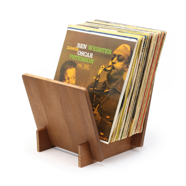 Système de rangement pour vinyle en bois clair design et élégant qui ne prend pas trop de place