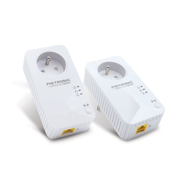 Kit de 2 adaptateurs CPL NetSocket Duo 600 avec prise gigogne de la marque Metronic