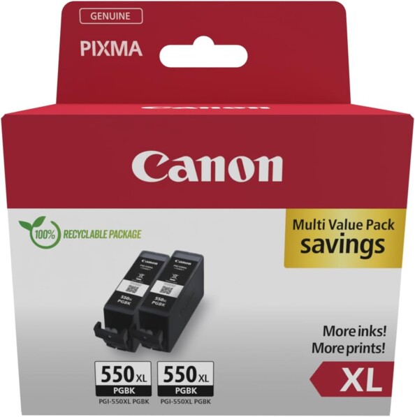 Pack de 2 cartouches d’encre PGI-550 PGBK XL de la marque Canon