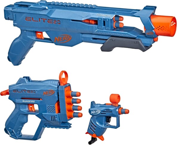 1 Nerf Technician DS-2 + 1 Nerf Quadfire QS-4 et 1 Nerf Ace SD-1