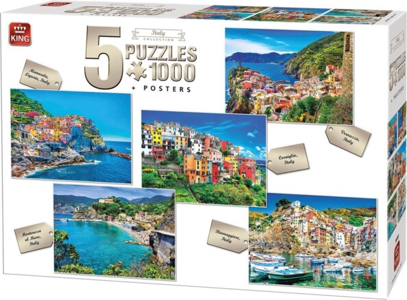 5 puzzles 1000 pièces Italy Collection de la marque Clementoni