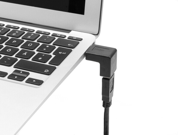 Adaptateur USB-A coudé 270° vertical Pearl connecteur mâle vers femelle USB 3.0 noir