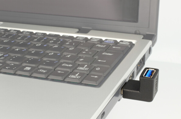 Adaptateur USB-A mâle vers femelle vertical coudé 90°