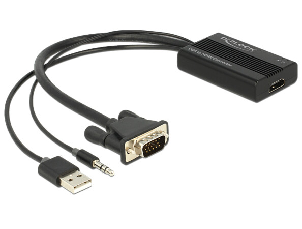 Adaptateur VGA vers HDMI Delock 62597 avec audio et alimentation USB