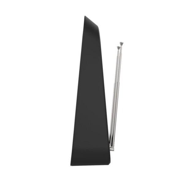 Vue côté droit de l'antenne AN-RISE CGV design coloris noir avec 2 antennes arrière télescopiques pour signal TV et radio