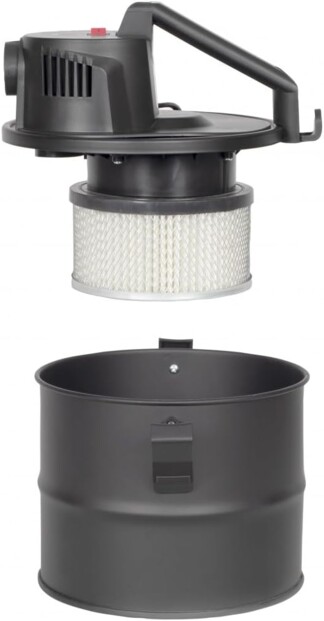 Vue explosée du bloc moteur avec poignée et filtre HEPA et de la cuve de récupération des cendres 4 L