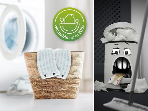 2 housses micro-fibres lavables en machine pour balai Leifheit