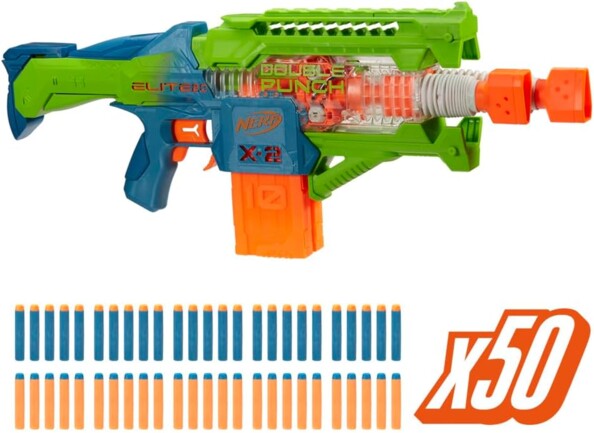 Blaster NERF motorisé Double Punch avec 50 fléchettes