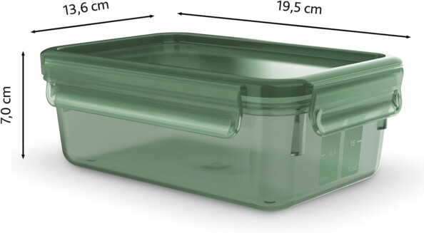 Boîte repas Tefal Masterseal Eco 1 litre avec dimensions