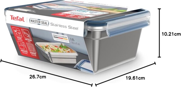 Boîte de conservation grand format MasterSeal Steel 3 L par Tefal