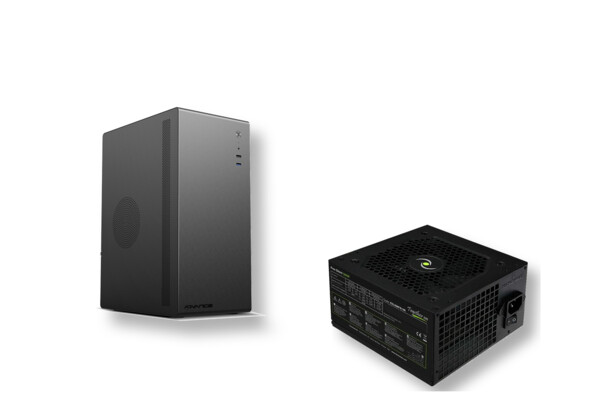 Châssis pour PC Optima Series coloris noir avec bloc d'alimentation ATX 500 W et mode d’emploi en français