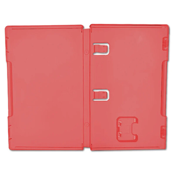 Intérieur de l'étui en polypropylène transparent rouge avec logement pour 1 cartouche de jeu et pince pour mode d'emploi