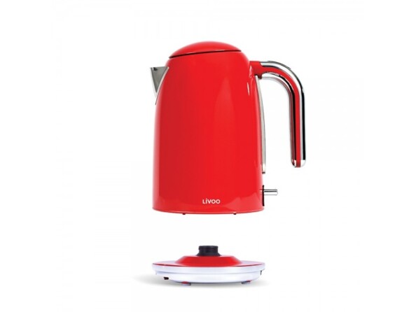 Bouilloire chauffante électrique sans fil couleur rouge avec base 360°