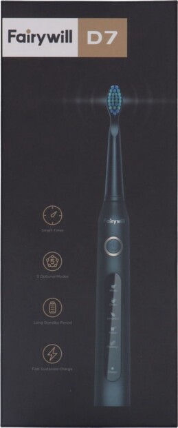 Brosse à dents électrique D7 avec 3 têtes de rechange, câble USB et mode d’emploi en français