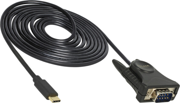 Câble adaptateur USB-C vers série RS-232 1,8 m coloris noir de la marque Delock