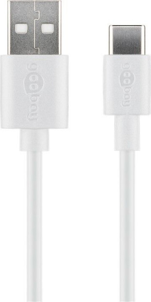 Câble USB-A vers USB-C blanc Goobay avec connecteurs visibles