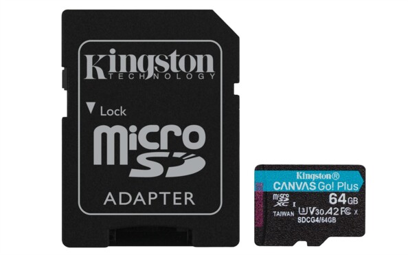 Carte MicroSD Canvas Go! Plus avec adaptateur SD - 64 Go
