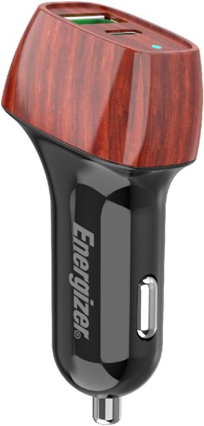 Chargeur allume-cigare USB-A/USB-C 38 W coloris bois de noyer de la marque Energizer