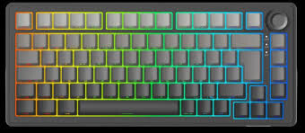 Vue de dessus du clavier gaming The G-Lab Keyz Elite avec éclairage RGB arc-en-ciel et molette de volume