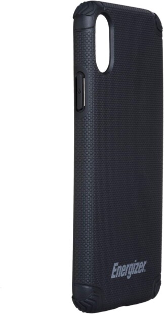 Vue de biais côté gauche de la coque de protection antichocs et anti-rayures 4H avec revêtement antidérapant en nid d'abeille coloris noir