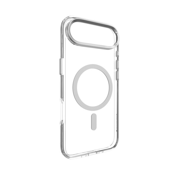 Coque magnétique MagSafe pour iPhone 17 Air coloris argent avec support smartphone pliable intégré