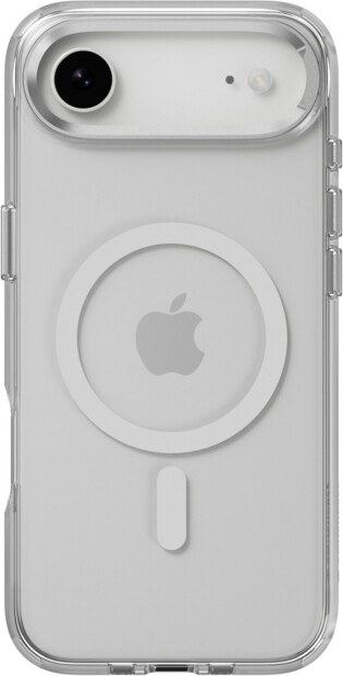 Arrière d'un iPhone Air protégé par un étui argent/transparent avec anneau magnétique MagSafe